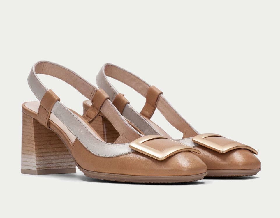 detail dámské lodičky s otevřenou patou HISPANITAS HV232668 Hnědá